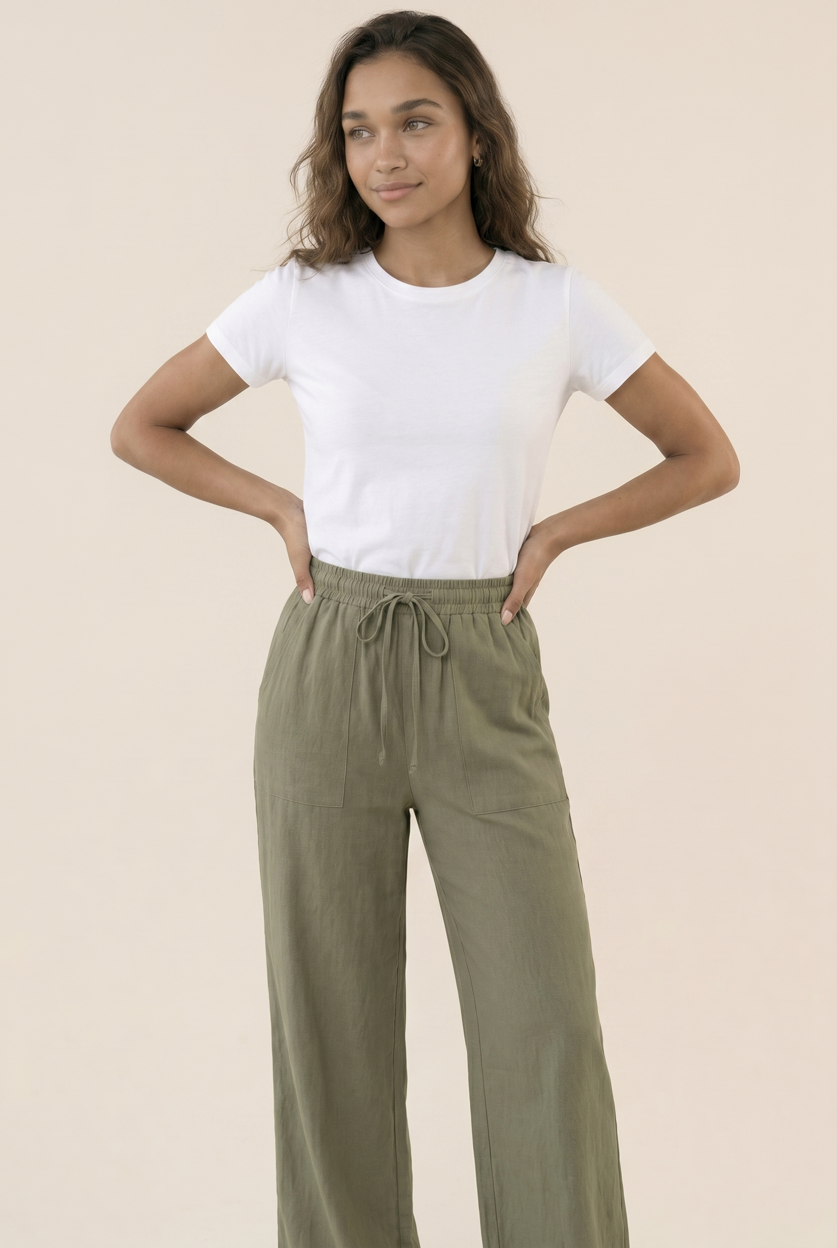 Luxe Woven Wide Leg Drawstring Pant