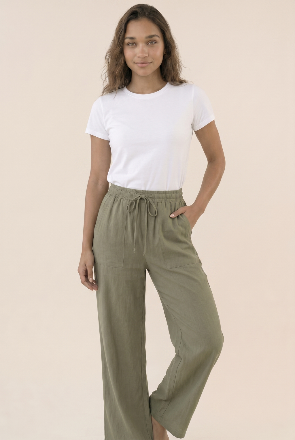Luxe Woven Wide Leg Drawstring Pant