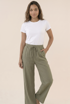 Luxe Woven Wide Leg Drawstring Pant