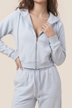 [PRIORIDADE] Traje deportivo de ocio de color liso, abrigo con capucha y cremallera de manga larga, pantalones con cordones, traje de dos piezas para mujer