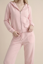 [PRIORIDADE] Traje deportivo de ocio de color liso, abrigo con capucha y cremallera de manga larga, pantalones con cordones, traje de dos piezas para mujer