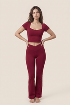 [PRIORIDADE] Conjunto de Yoga de 2 Piezas Ropa de Gimnasio Ropa Deportiva Conjuntos de Yoga para Mujer Top Corto de Manga Corta Chándales Conjunto Deportivo Leggings de Gimnasio