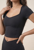 [PRIORIDADE] Conjunto de Yoga de 2 Piezas Ropa de Gimnasio Ropa Deportiva Conjuntos de Yoga para Mujer Top Corto de Manga Corta Chándales Conjunto Deportivo Leggings de Gimnasio