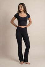 [PRIORIDADE] Conjunto de Yoga de 2 Piezas Ropa de Gimnasio Ropa Deportiva Conjuntos de Yoga para Mujer Top Corto de Manga Corta Chándales Conjunto Deportivo Leggings de Gimnasio