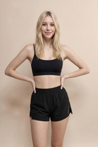 [PRIORIDADE] Pantalones cortos de yoga estilo nuevo 2026 de imitación de dos piezas antiexposición, pantalones cortos deportivos, para correr, fitness, tenis, informales, básicos, para mujer