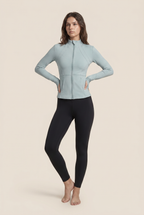 Chaqueta de yoga para mujer, ajustada, profesional, de secado rápido, para correr, adelgazante, deportiva, de manga larga, top de traje de yoga