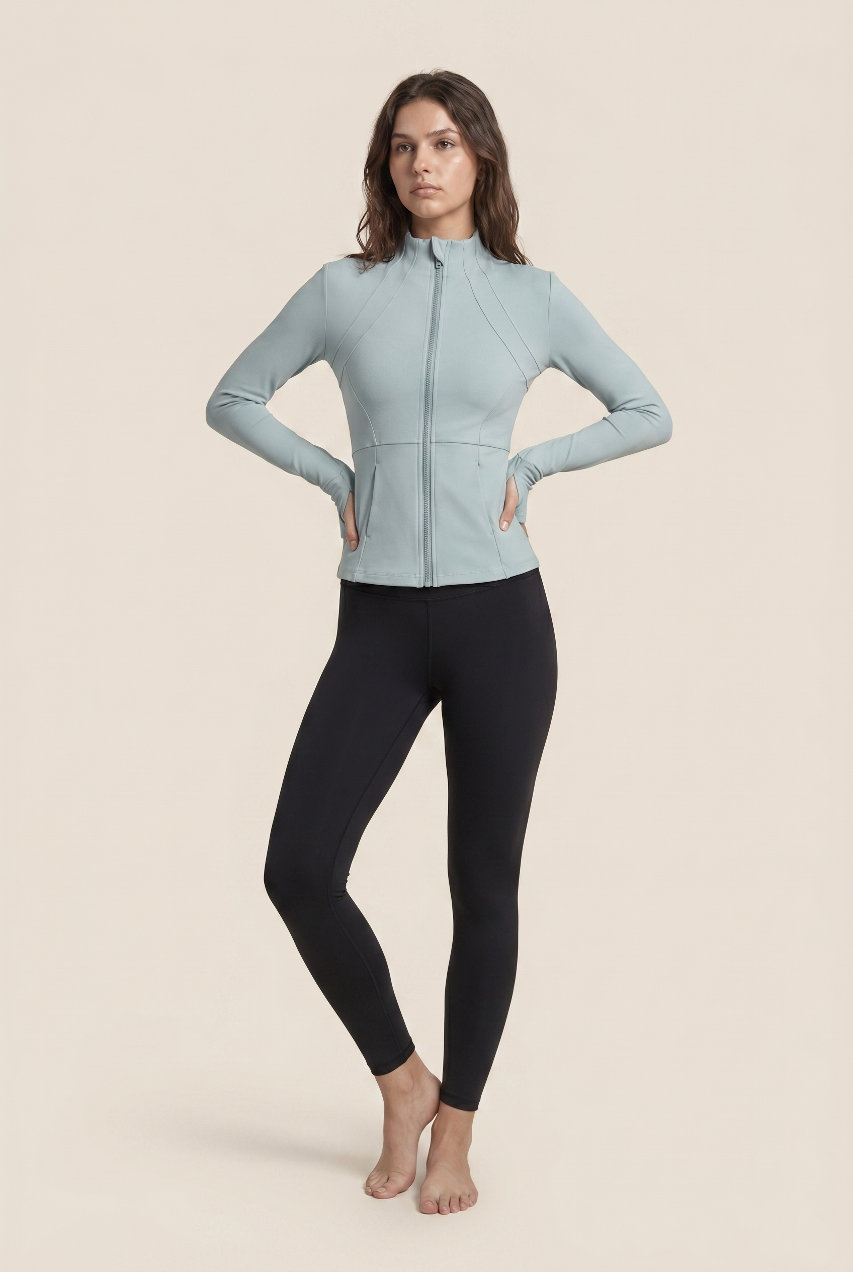 Chaqueta de yoga para mujer, ajustada, profesional, de secado rápido, para correr, adelgazante, deportiva, de manga larga, top de traje de yoga