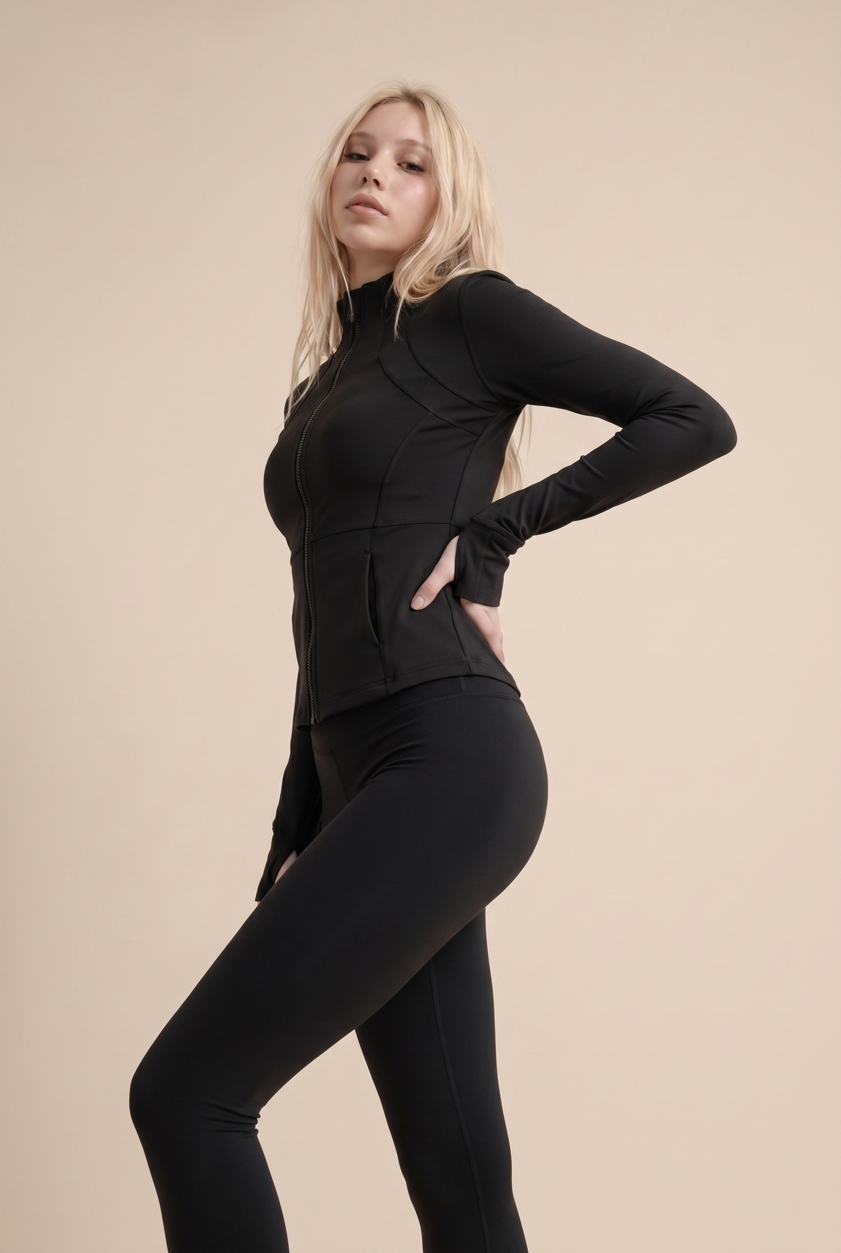 Chaqueta de yoga para mujer, ajustada, profesional, de secado rápido, para correr, adelgazante, deportiva, de manga larga, top de traje de yoga