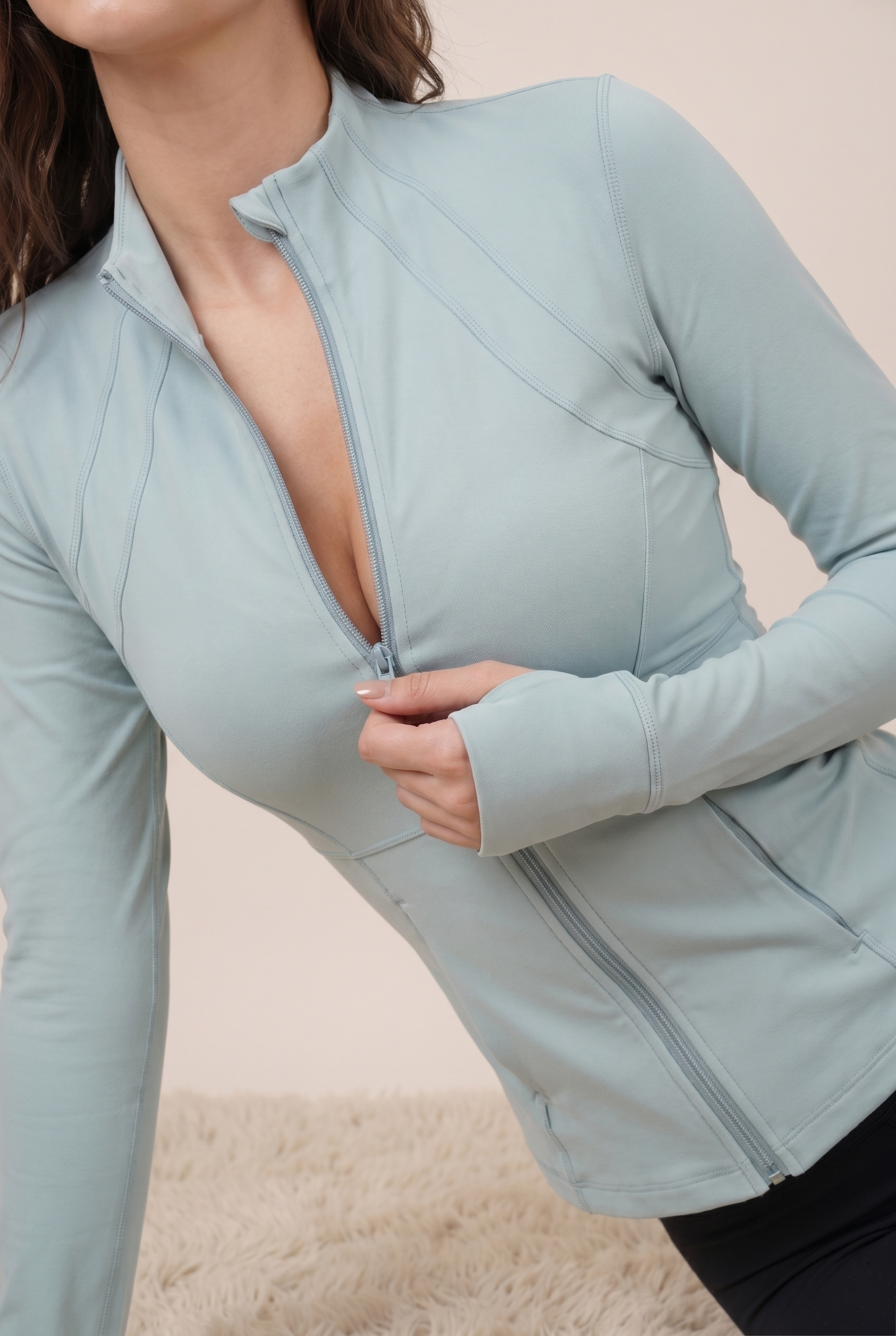Chaqueta de yoga para mujer, ajustada, profesional, de secado rápido, para correr, adelgazante, deportiva, de manga larga, top de traje de yoga