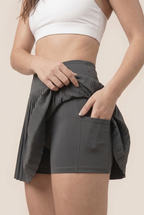 [prioridade] Falda plisada de tenis para mujer de cintura alta con forro interior, diseño de doble capa de cintura alta, deporte, sexy, fitness, pantalones cortos de yoga, baile