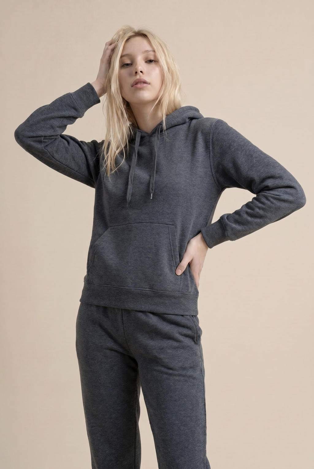 Conjunto de dos piezas de chándal informal de forro polar para mujer, invierno 2020, conjuntos de mujer, sudadera con capucha extragrande de manga larga, pantalones deportivos, traje de señora