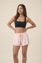 [prioridade] Pantalones cortos deportivos transpirables para mujer - Cintura elástica con cordón, diseño de forro, bolsillo lateral, ideales para gimnasio, yoga, correr y uso casual