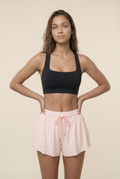 [prioridade] Pantalones cortos deportivos transpirables para mujer - Cintura elástica con cordón, diseño de forro, bolsillo lateral, ideales para gimnasio, yoga, correr y uso casual