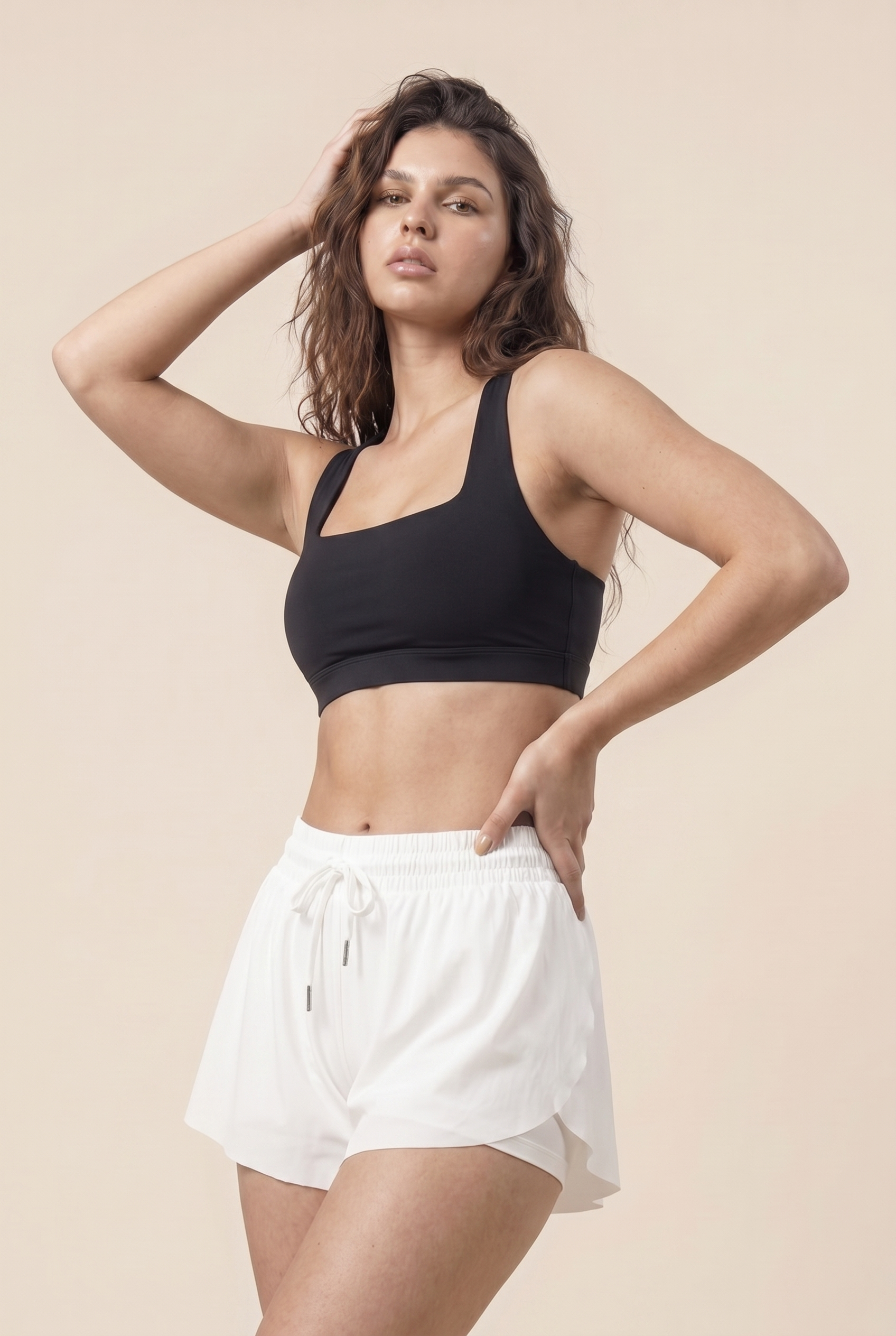 [prioridade] Pantalones cortos deportivos transpirables para mujer - Cintura elástica con cordón, diseño de forro, bolsillo lateral, ideales para gimnasio, yoga, correr y uso casual