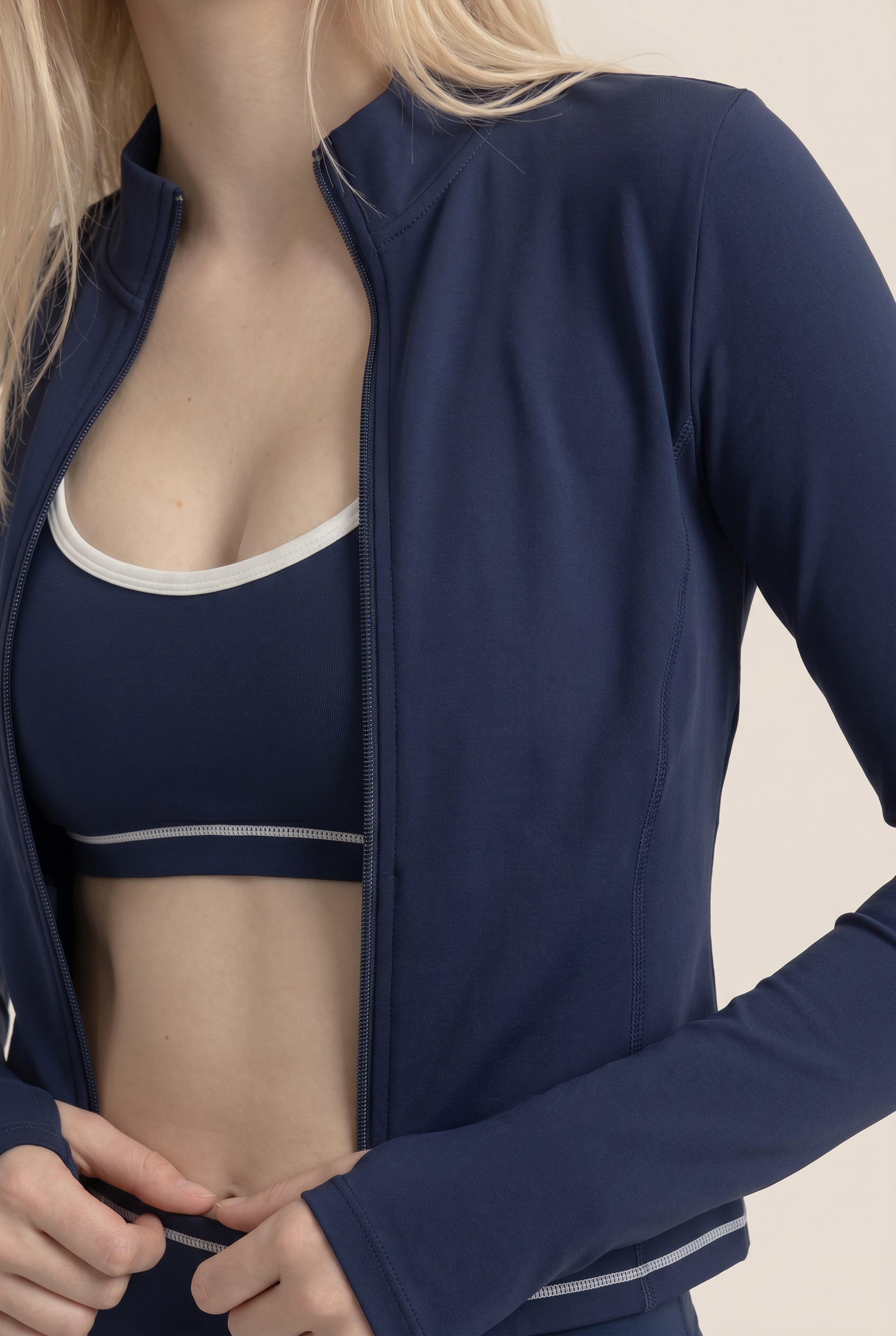 Ningyu 3PCS Set de yoga para mujer Chándal Cremallera Manga larga Traje de gimnasio Transpirable Ropa deportiva Ropa de entrenamiento para mujer