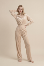 [PRIORIDADE] Traje de sudadera con capucha y cremallera de manga larga ultra corta casual para mujer, pantalones deportivos elásticos de cintura, conjunto de dos piezas para mujer