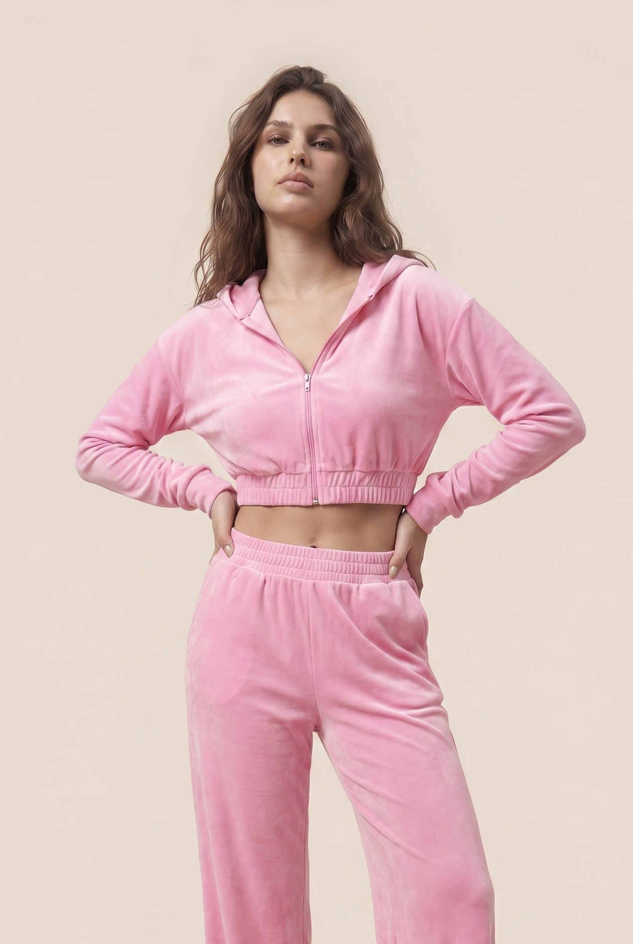 [PRIORIDADE] Traje de sudadera con capucha y cremallera de manga larga ultra corta casual para mujer, pantalones deportivos elásticos de cintura, conjunto de dos piezas para mujer