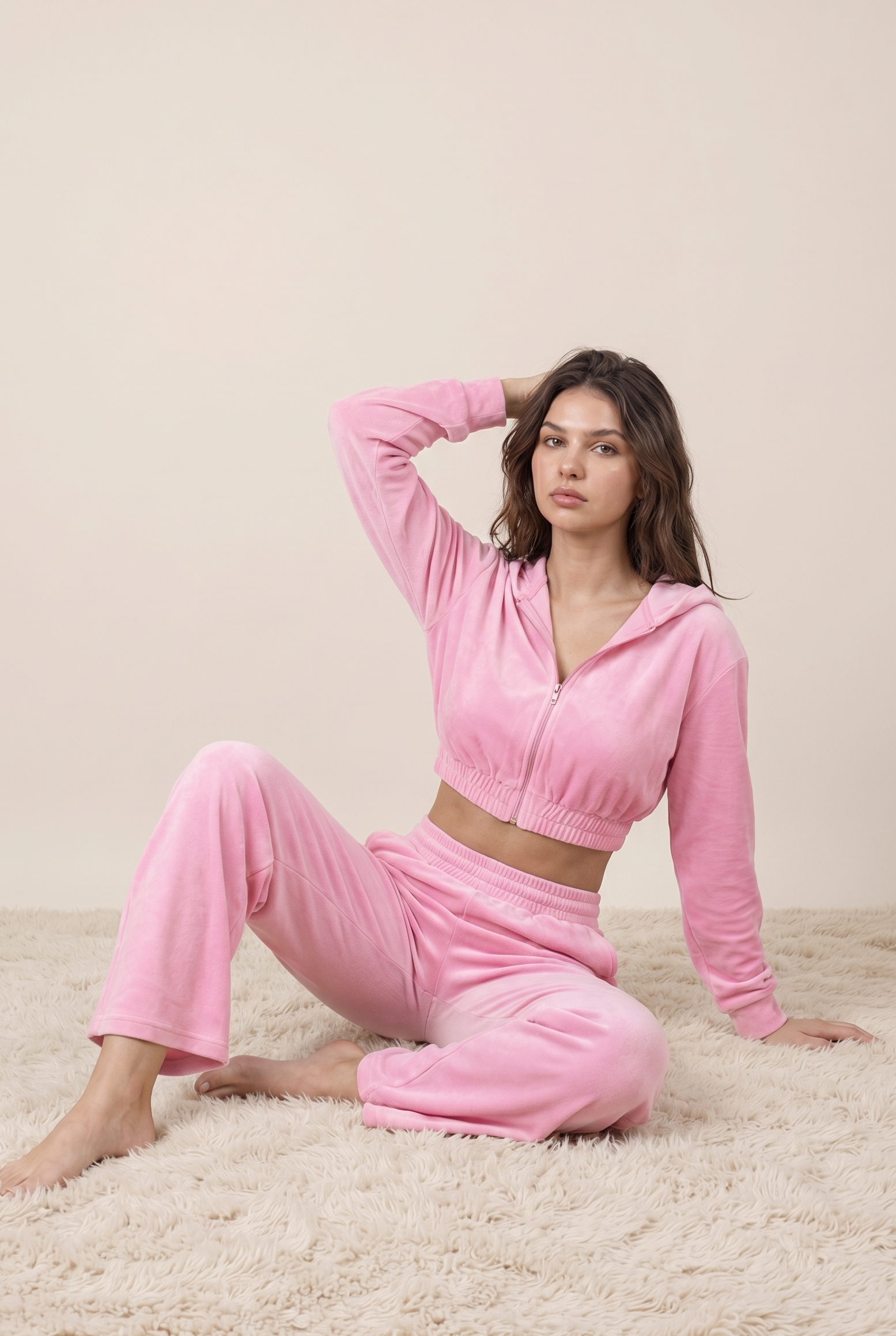 [PRIORIDADE] Traje de sudadera con capucha y cremallera de manga larga ultra corta casual para mujer, pantalones deportivos elásticos de cintura, conjunto de dos piezas para mujer