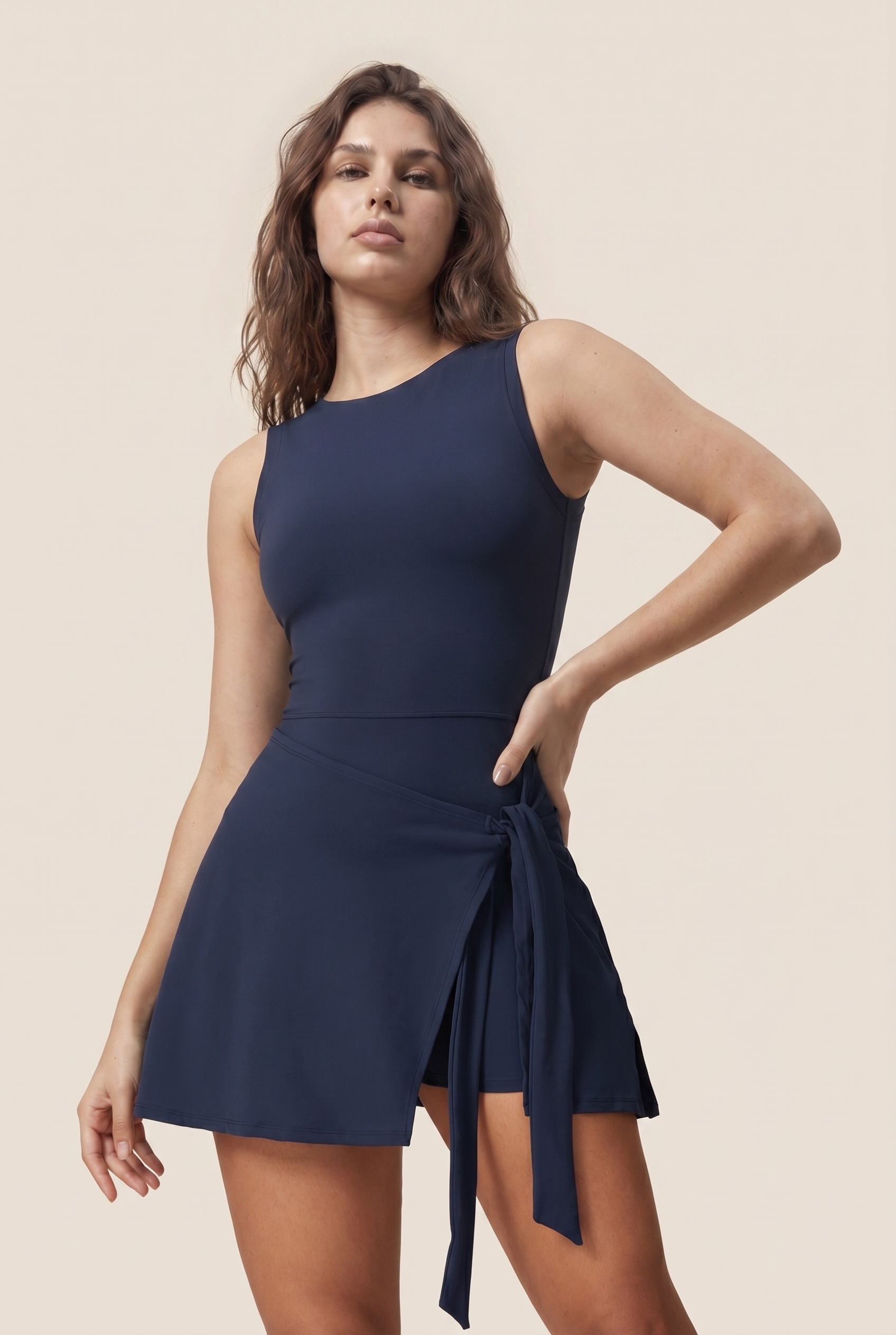 Sleek Wrap-Tie Studio Active Dress