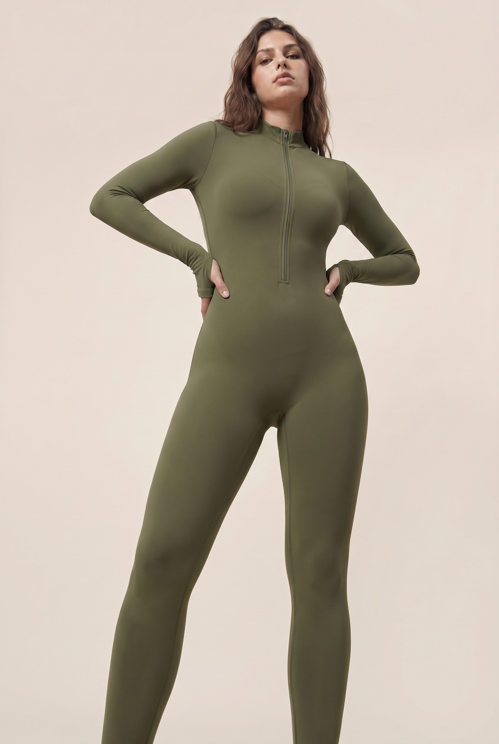 Sleek Contour Half-Zip Long Sleeve Active Onesie