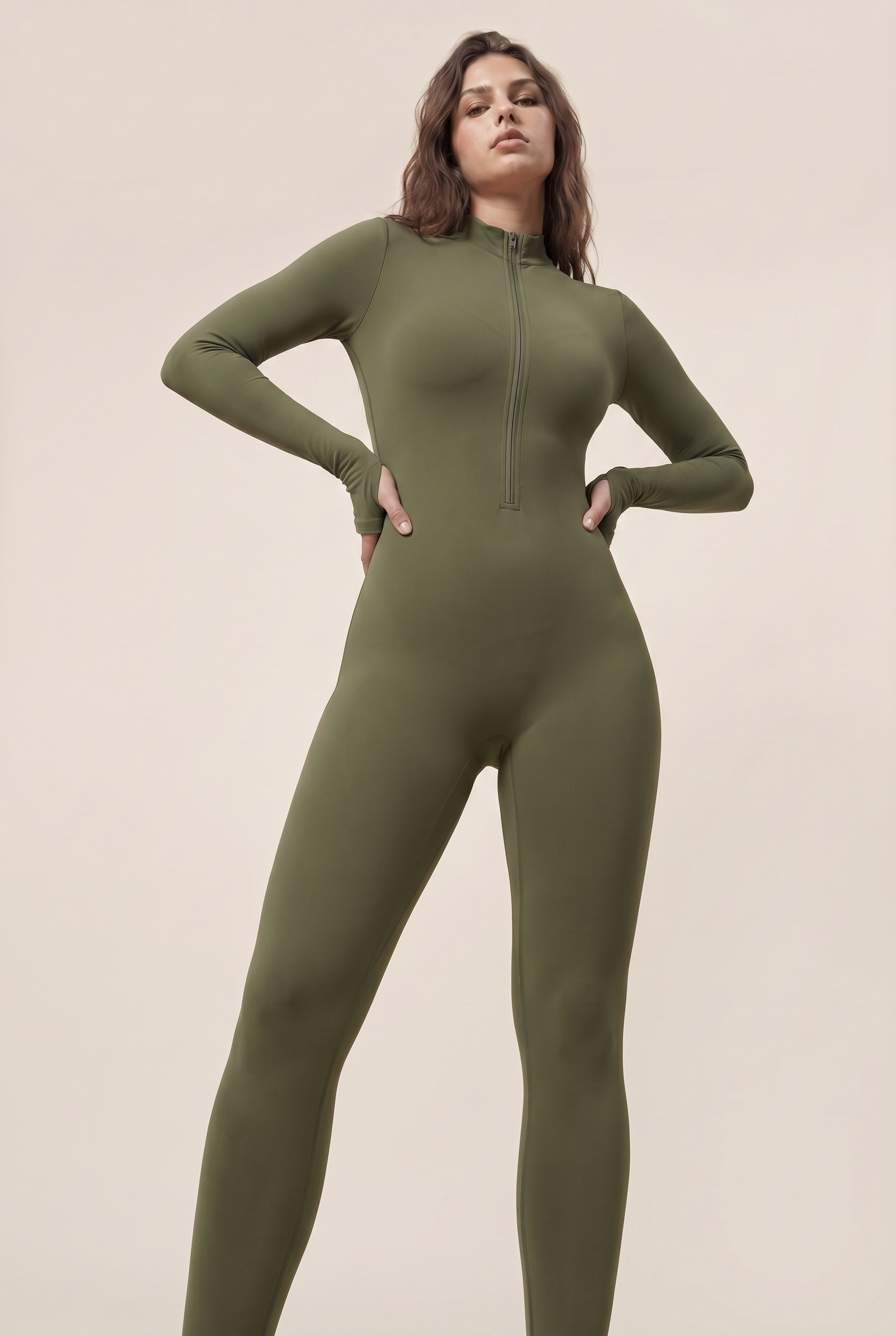 Sleek Contour Half-Zip Long Sleeve Active Onesie