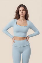 Ballet Ruffled Trim Sculpt Long Sleeve Active Set