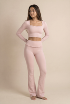Ballet Ruffled Trim Sculpt Long Sleeve Active Set