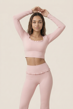 Ballet Ruffled Trim Sculpt Long Sleeve Active Set
