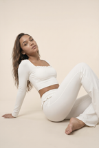 Ballet Ruffled Trim Sculpt Long Sleeve Active Set