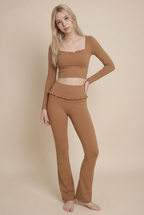 Ballet Ruffled Trim Sculpt Long Sleeve Active Set