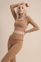 Ballet Ruffled Trim Sculpt Long Sleeve Active Set