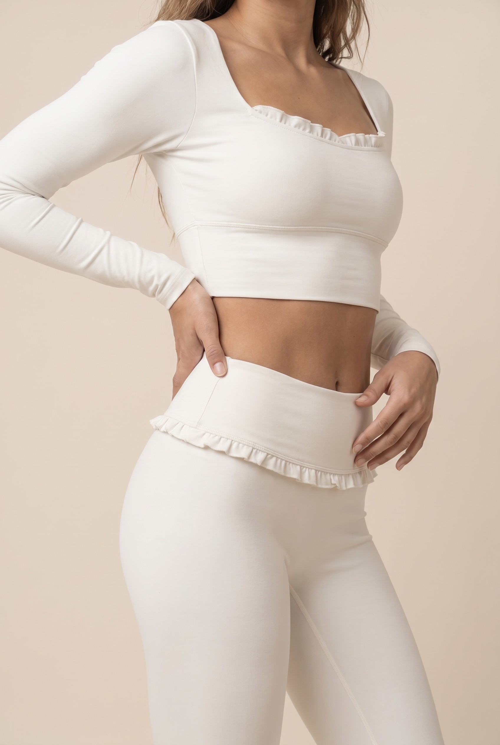 Ballet Ruffled Trim Sculpt Long Sleeve Active Set