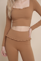Ballet Ruffled Trim Sculpt Long Sleeve Active Set