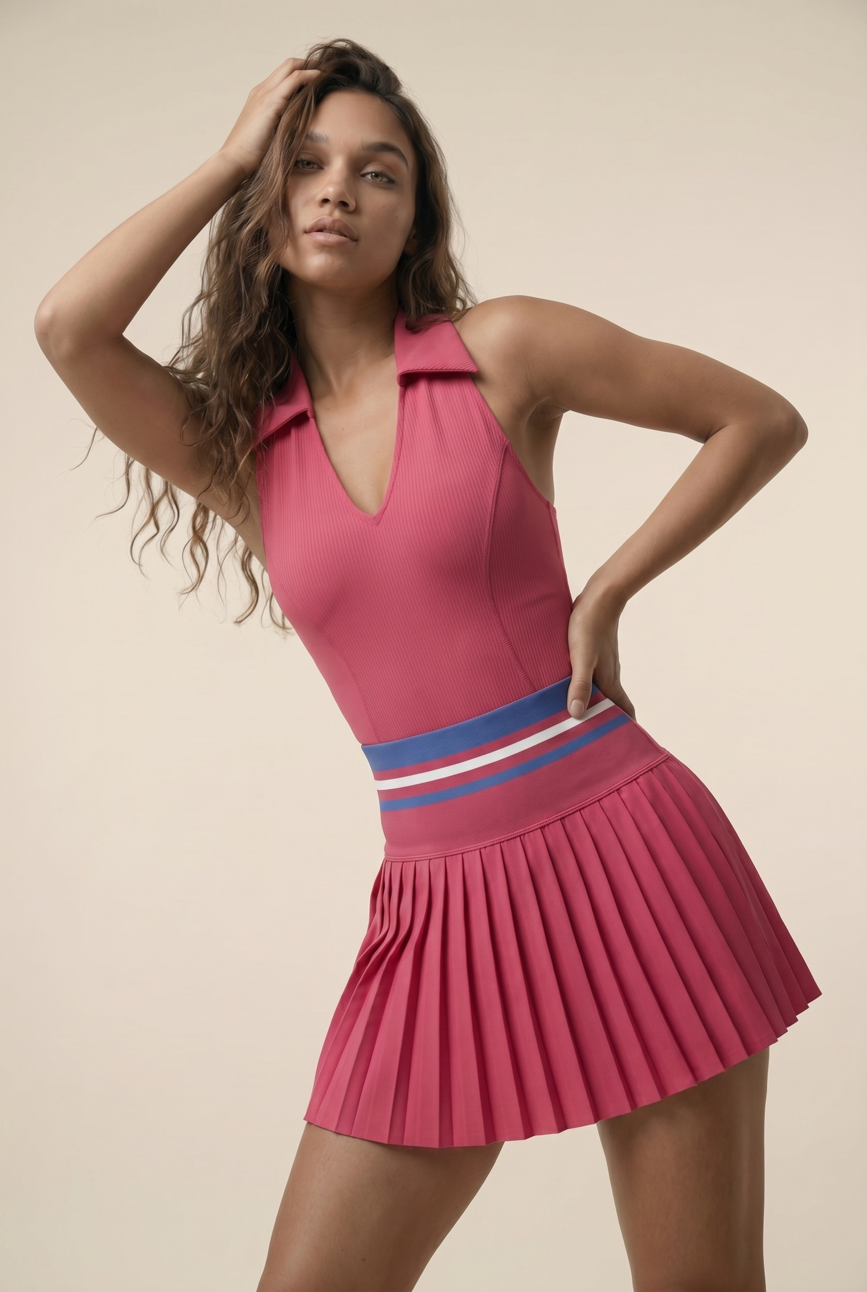 Conjunto de yoga de dos piezas para mujer, color sólido, top de gimnasio, falda de tenis, traje deportivo transpirable de secado rápido, ropa deportiva corta para entrenamiento