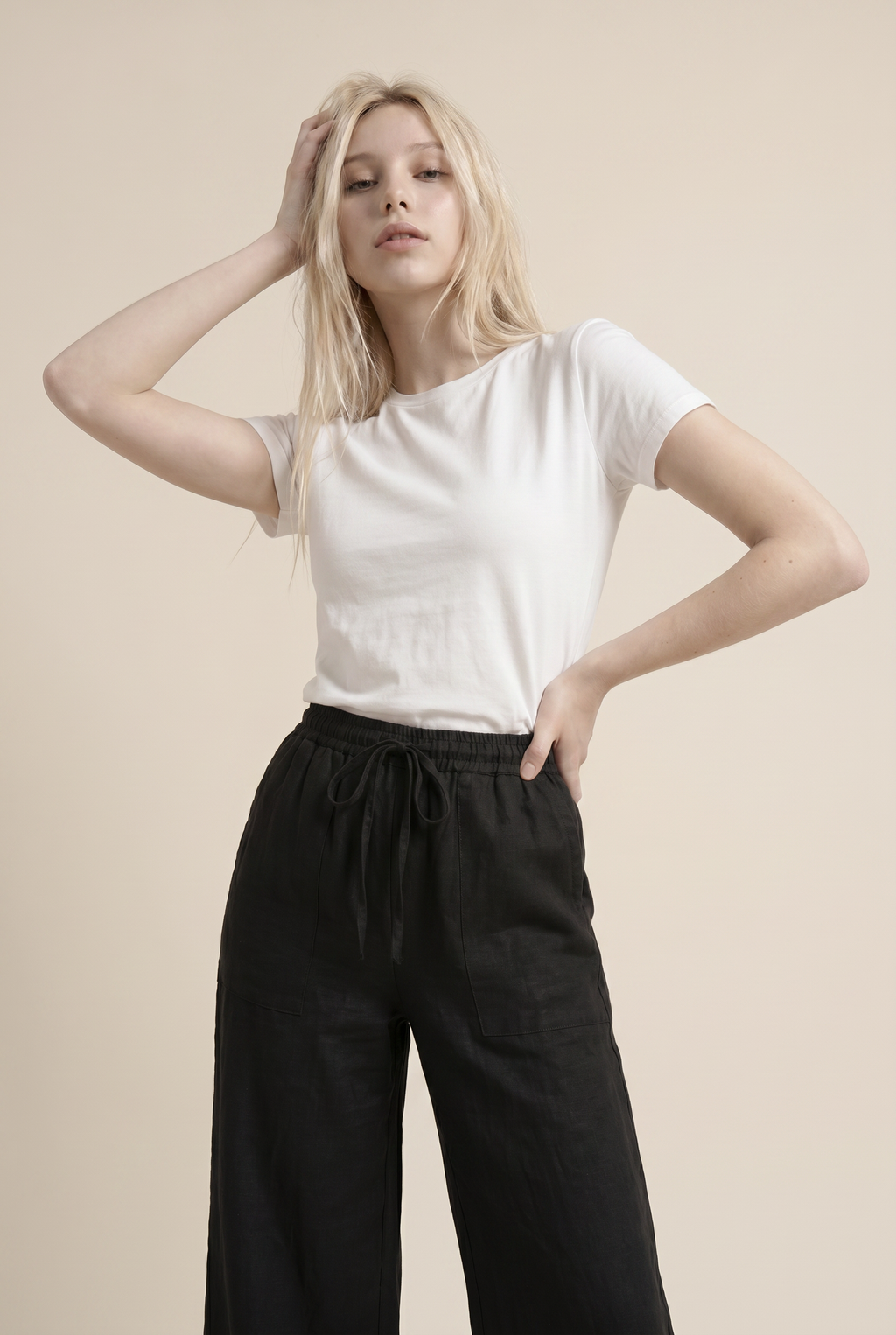 Luxe Woven Wide Leg Drawstring Pant