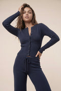 [PRIORIDADE] Cárdigan de ropa para mujer, manga larga, cintura baja, pantalones largos, suéter de color liso, conjuntos de dos piezas para mujer, estilo simple, informal