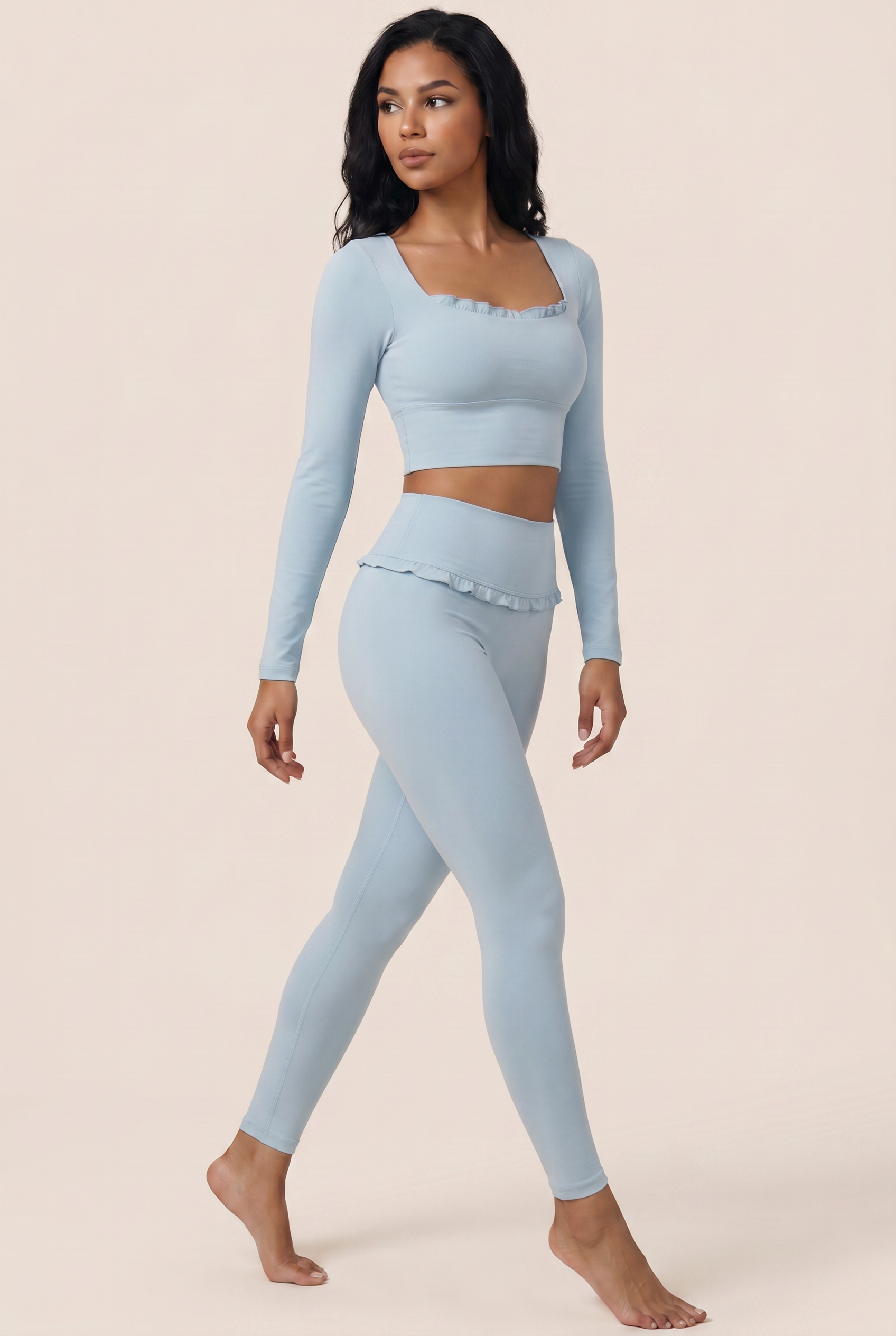 Ballet Ruffled Trim Sculpt Active Set