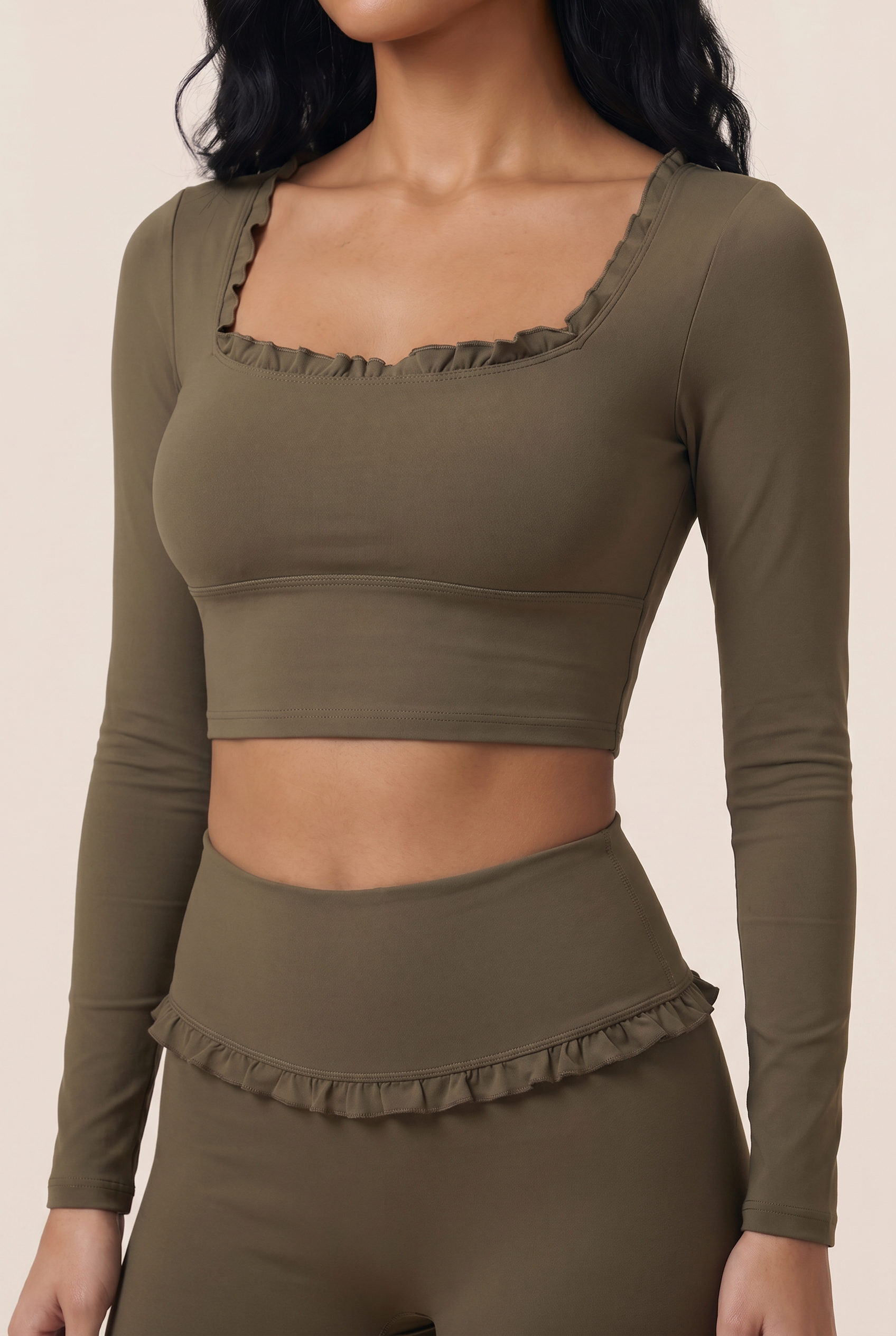 Ballet Ruffled Trim Sculpt Active Set