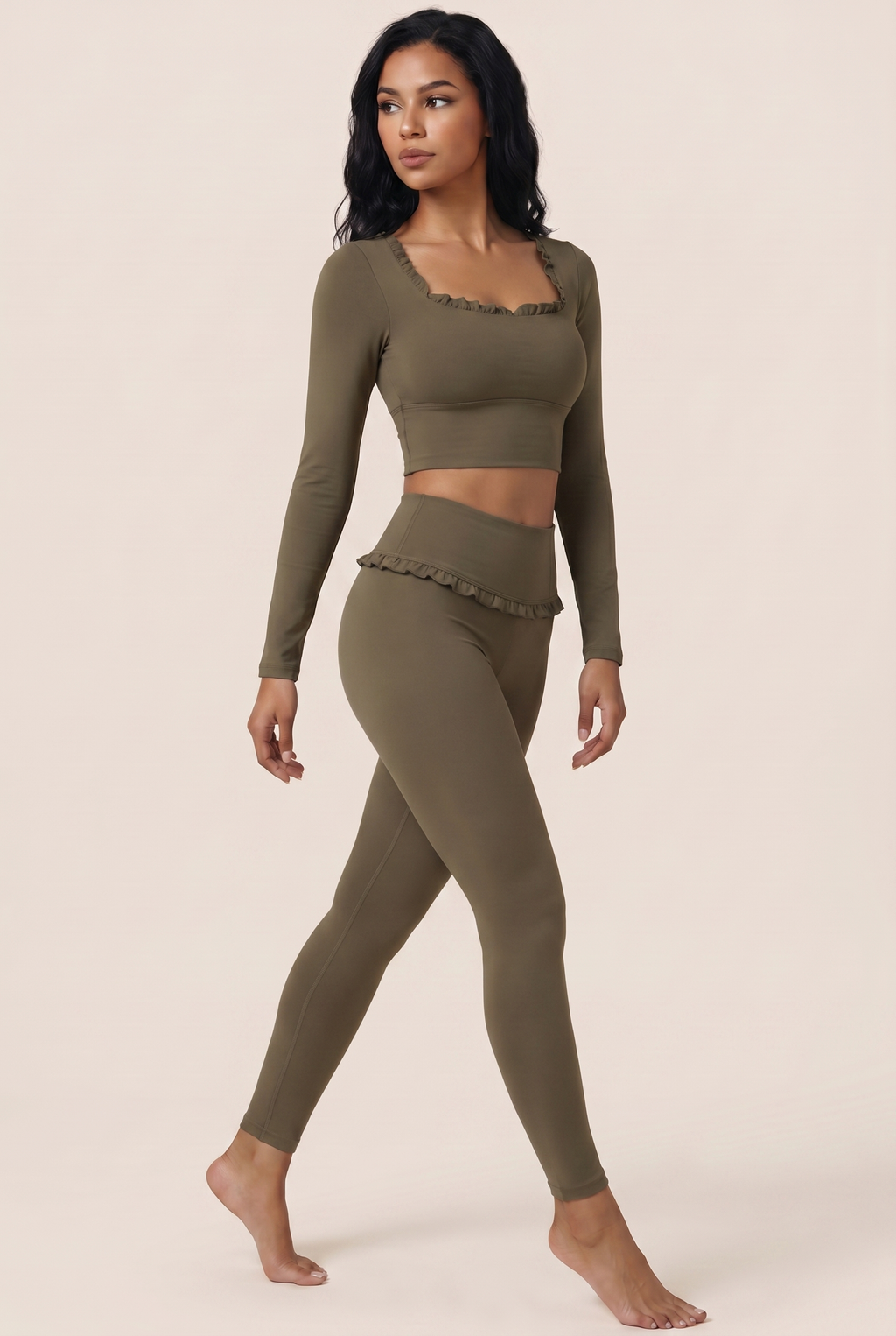 Ballet Ruffled Trim Sculpt Active Set