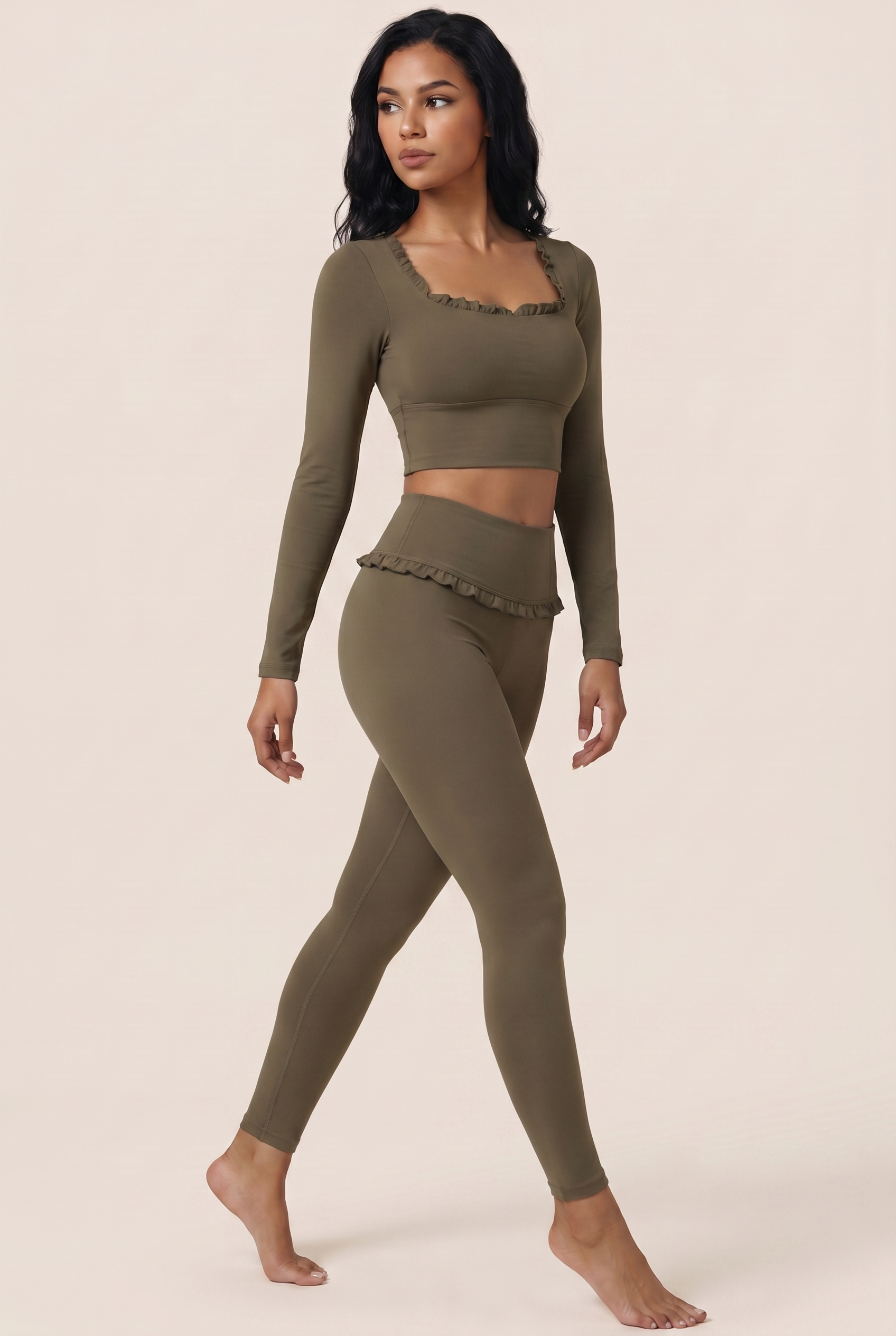 Ballet Ruffled Trim Sculpt Active Set