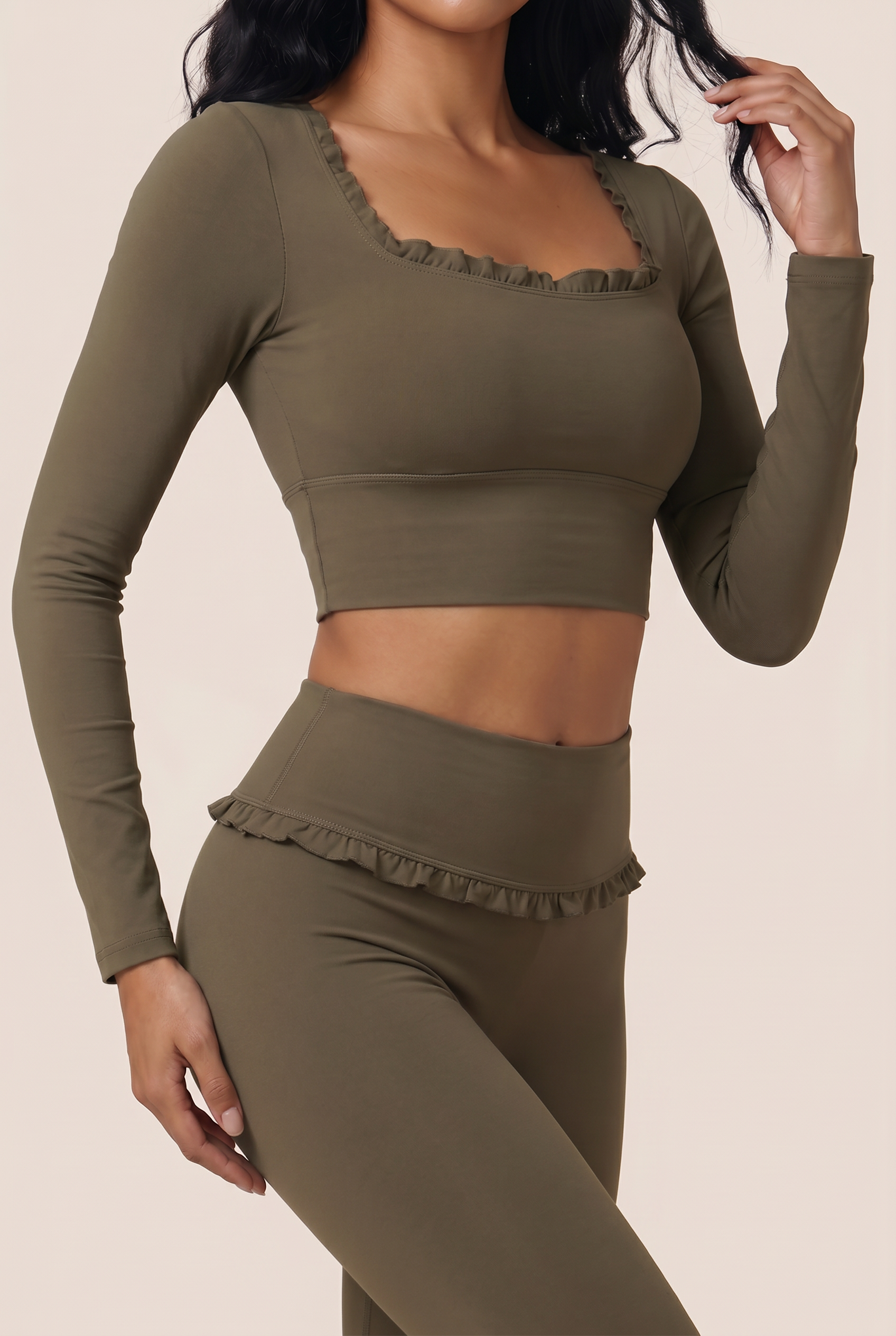 Ballet Ruffled Trim Sculpt Active Set