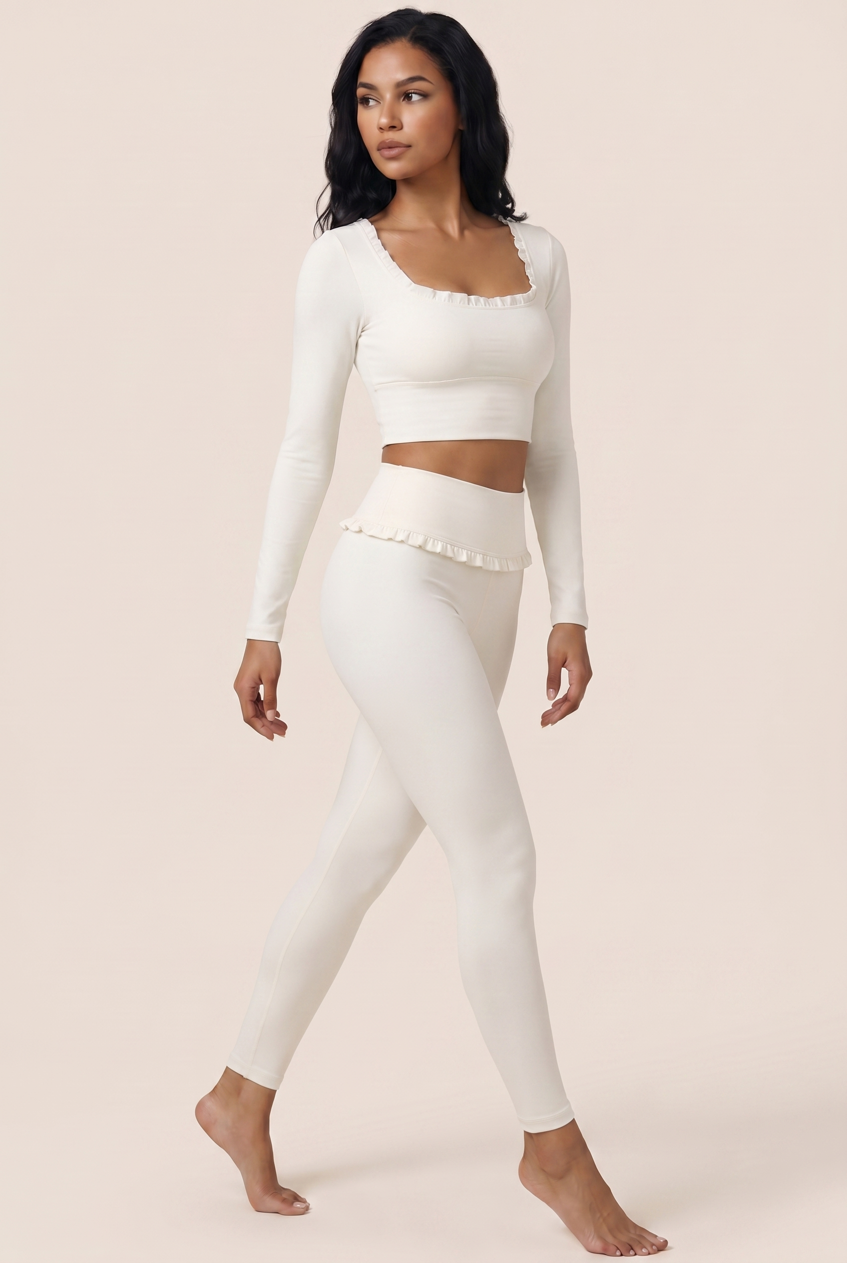 Ballet Ruffled Trim Sculpt Active Set