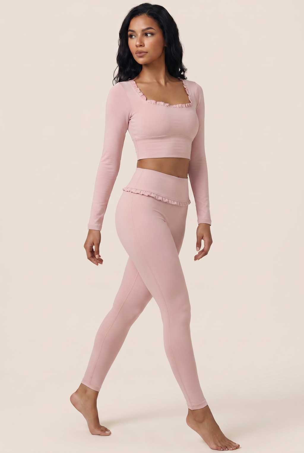 Ballet Ruffled Trim Sculpt Active Set