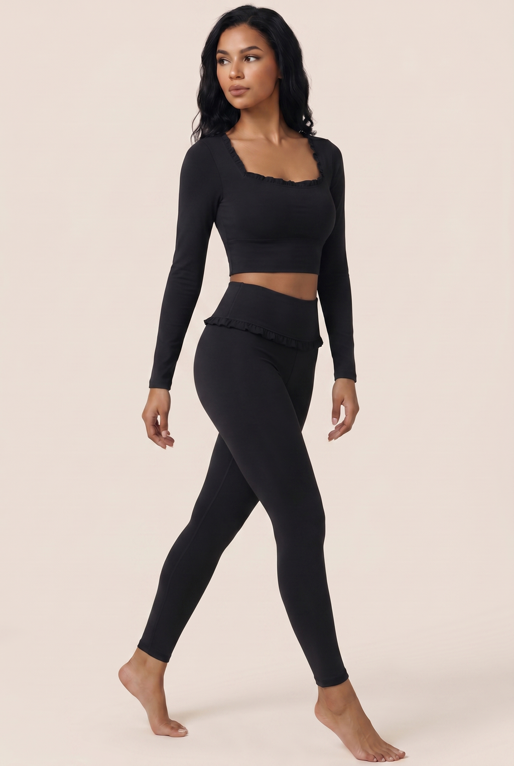 Ballet Ruffled Trim Sculpt Active Set