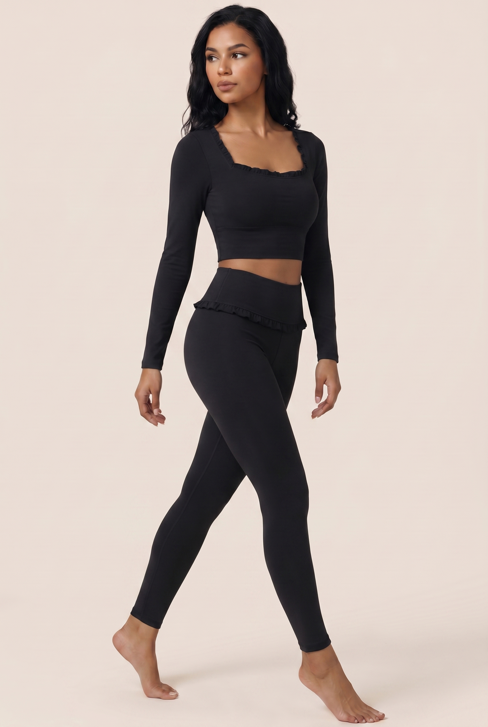 Ballet Ruffled Trim Sculpt Active Set