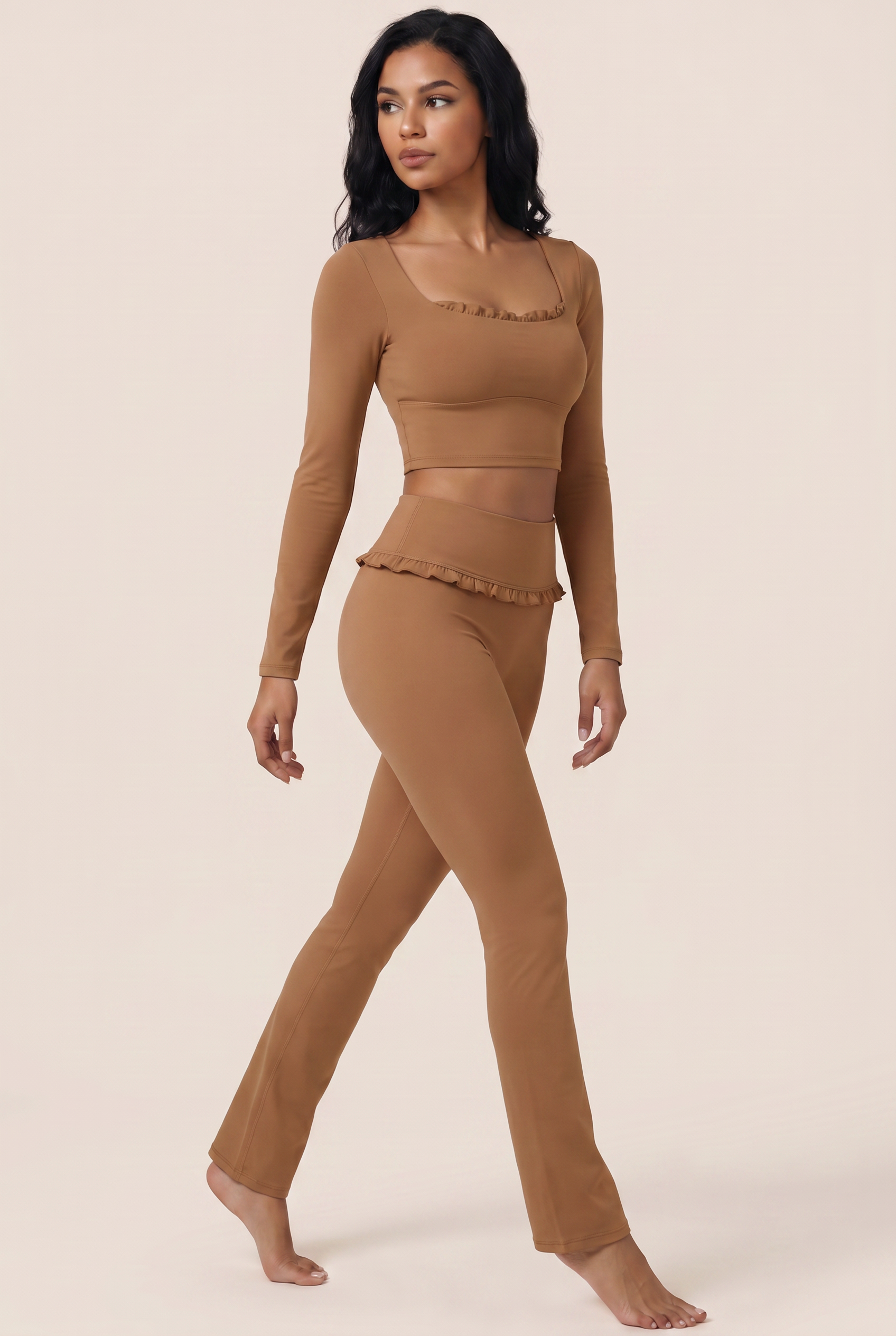 Ballet Ruffled Trim Sculpt Active Set