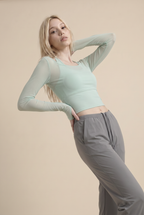 Ropa de Yoga Tops Deportivos de Otoño e Invierno con Almohadillas en el Pecho Entallados Adelgazantes de Manga Larga Elegantes para Entrenamiento Fitness Gimnasio