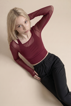 Ropa de Yoga Tops Deportivos de Otoño e Invierno con Almohadillas en el Pecho Entallados Adelgazantes de Manga Larga Elegantes para Entrenamiento Fitness Gimnasio