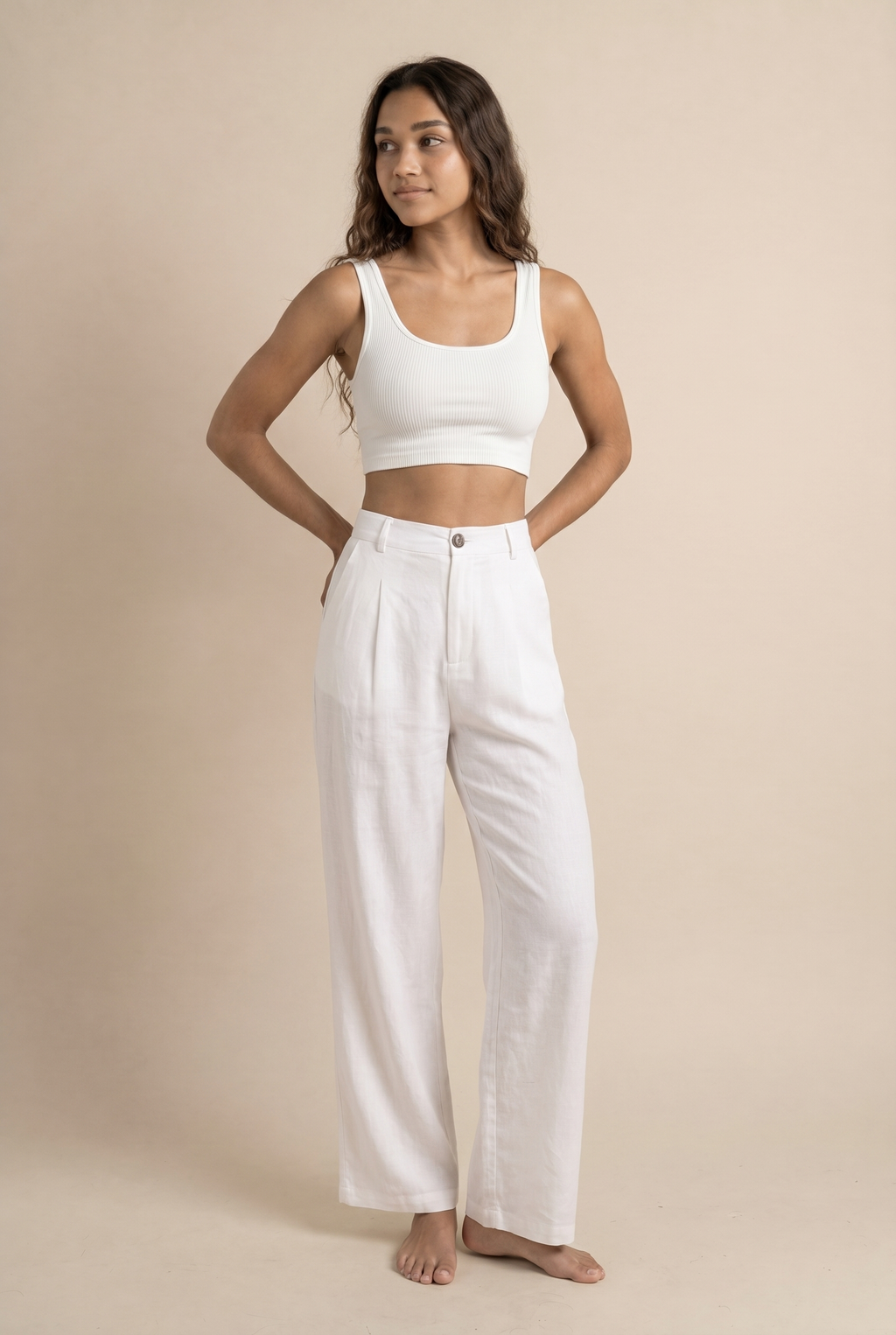 Pantalón de pernera ancha fluido de talle alto