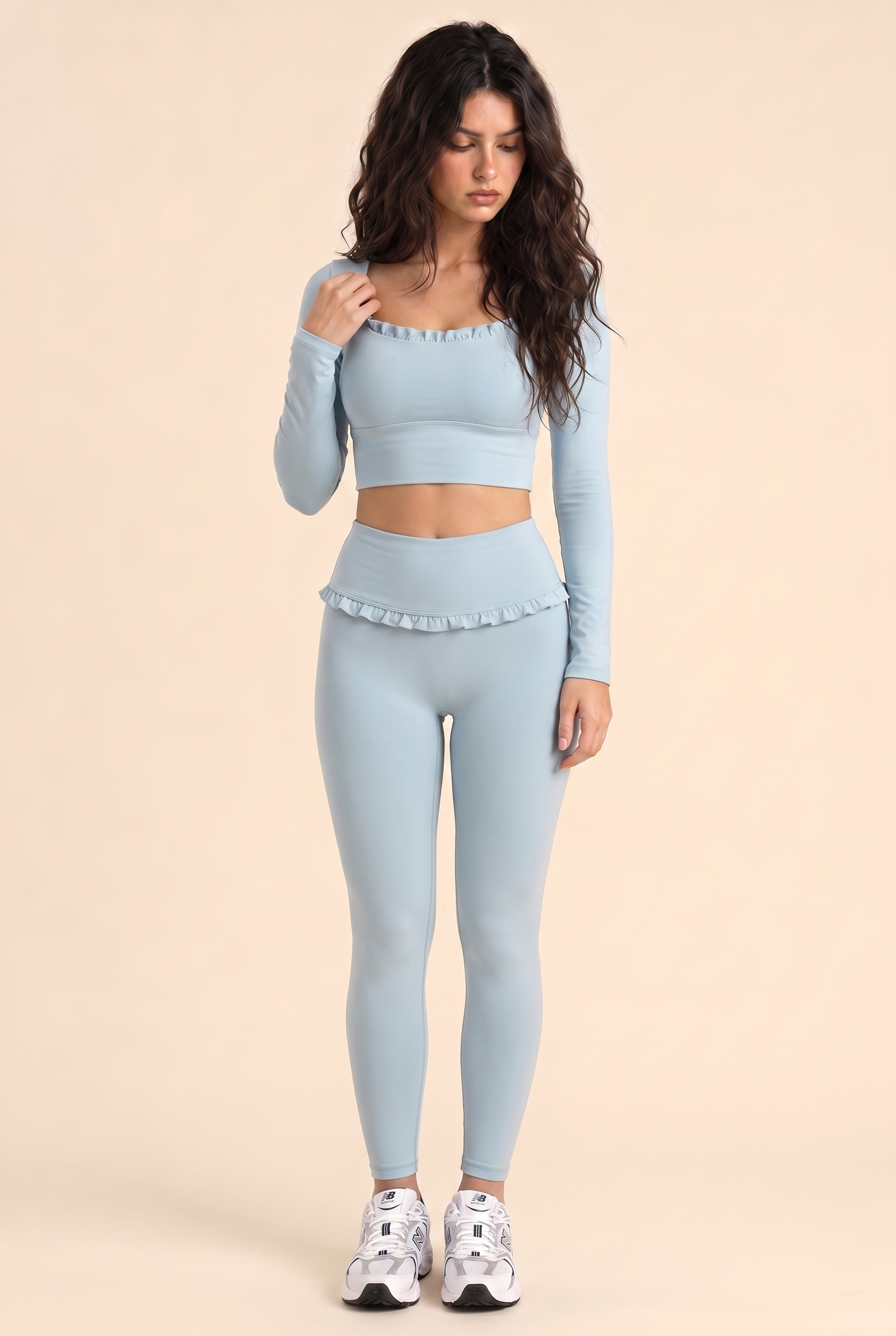 Ballet Ruffled Trim Sculpt Long Sleeve Active Set